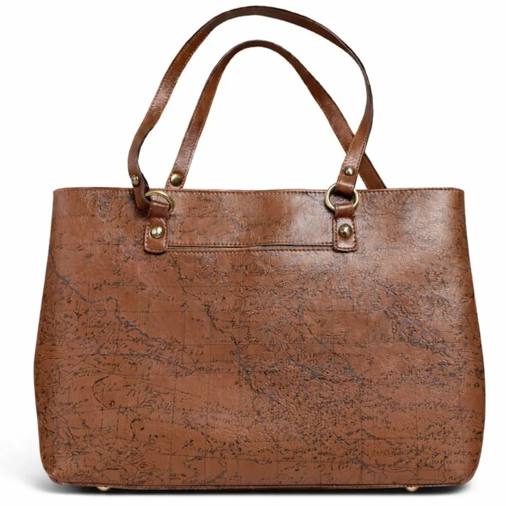 PATRICIA NASH Signature Map Large Tote Bag Brown